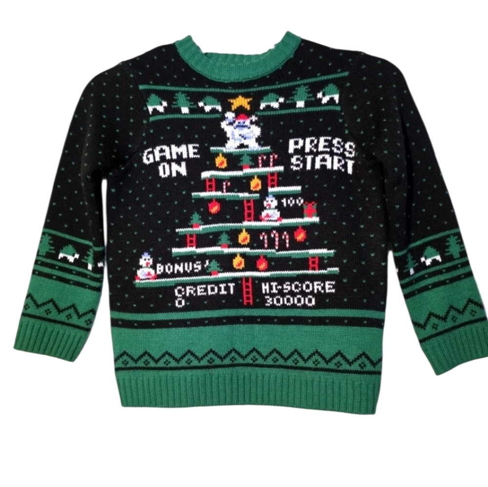 Holiday Time Gaming Themed Christmas Sweater Size XS 4-5 EUC Ugly Sweater